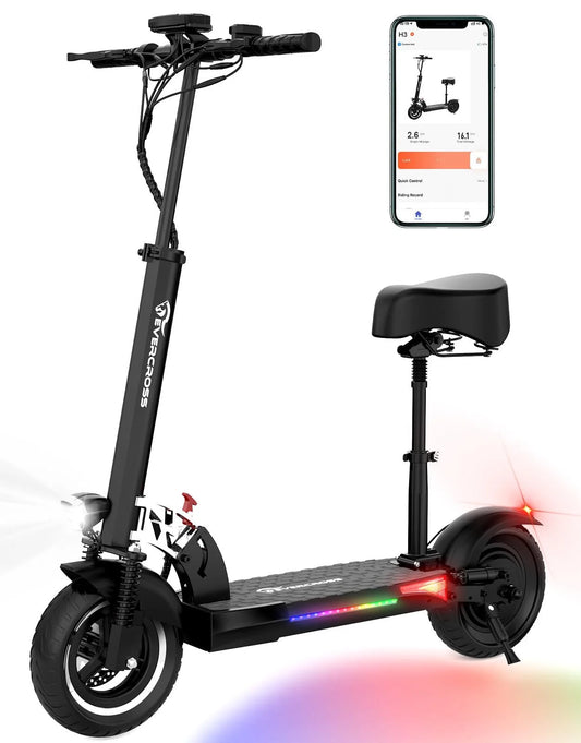 Electric Scooter with 10" Solid Tires, 800W Motor up to 28 MPH and 25 Miles Range, Folding Electric Scooter for Adults , Black