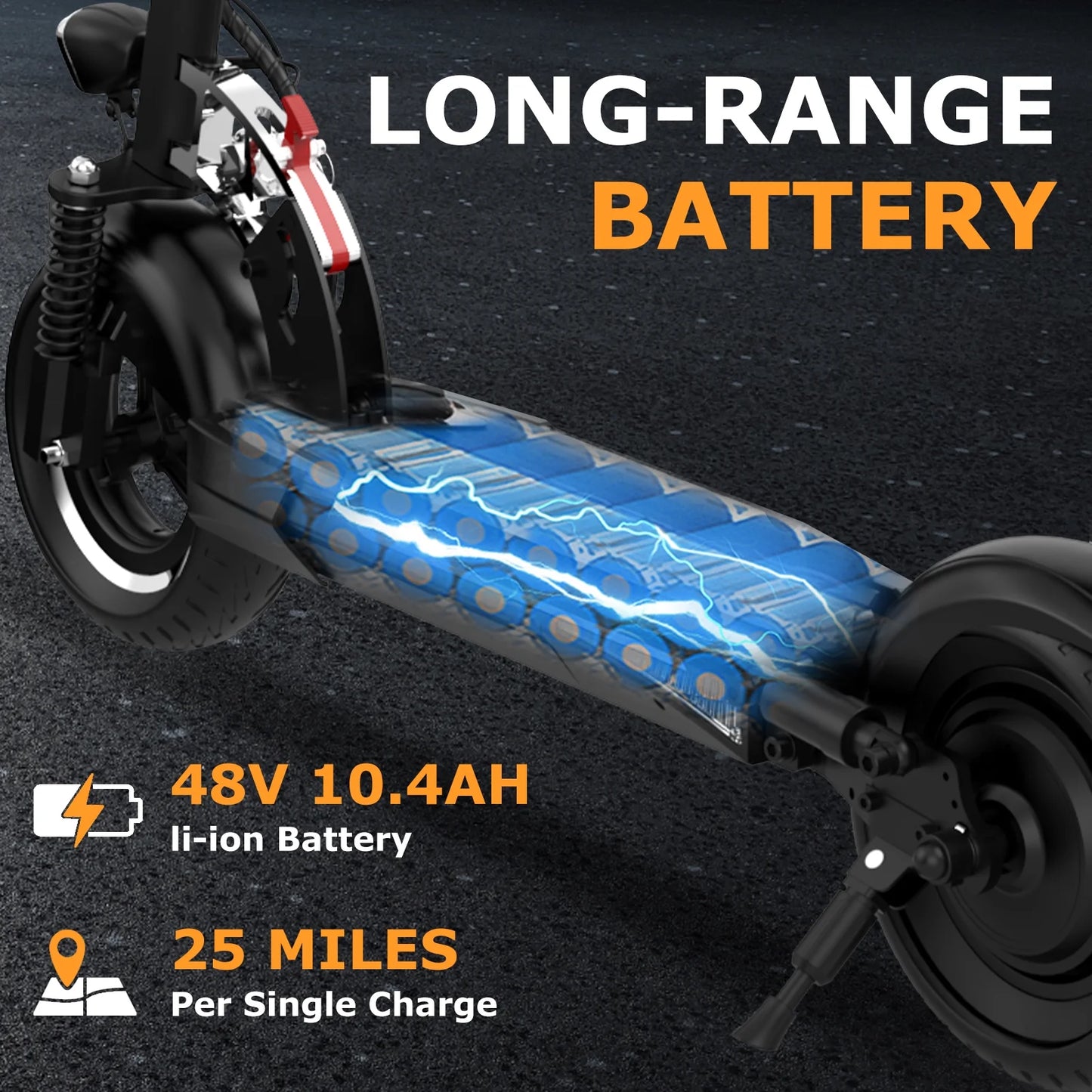 Electric Scooter with 10" Solid Tires, 800W Motor up to 28 MPH and 25 Miles Range, Folding Electric Scooter for Adults , Black