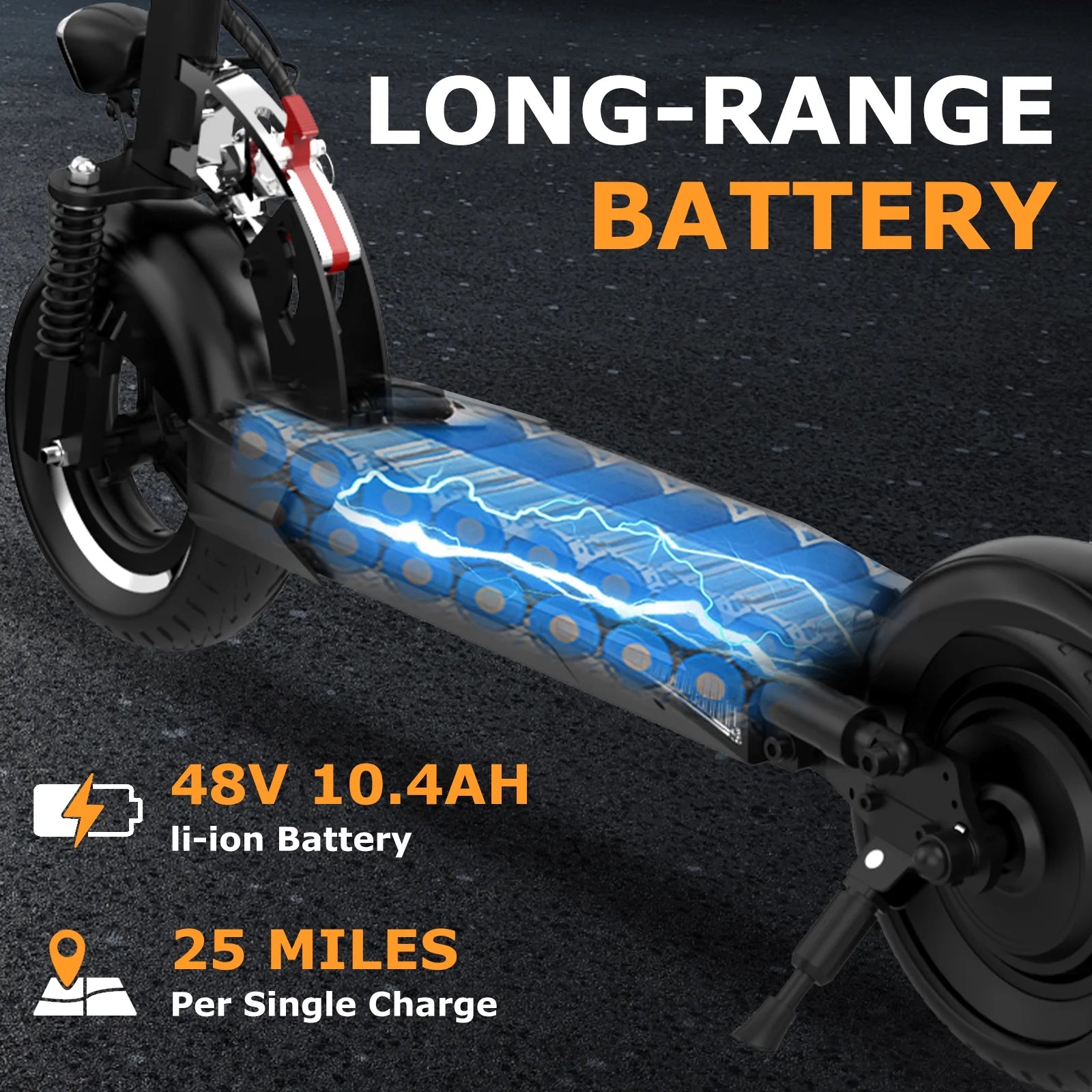 Electric Scooter with 10" Solid Tires, 800W Motor up to 28 MPH and 25 Miles Range, Folding Electric Scooter for Adults , Black