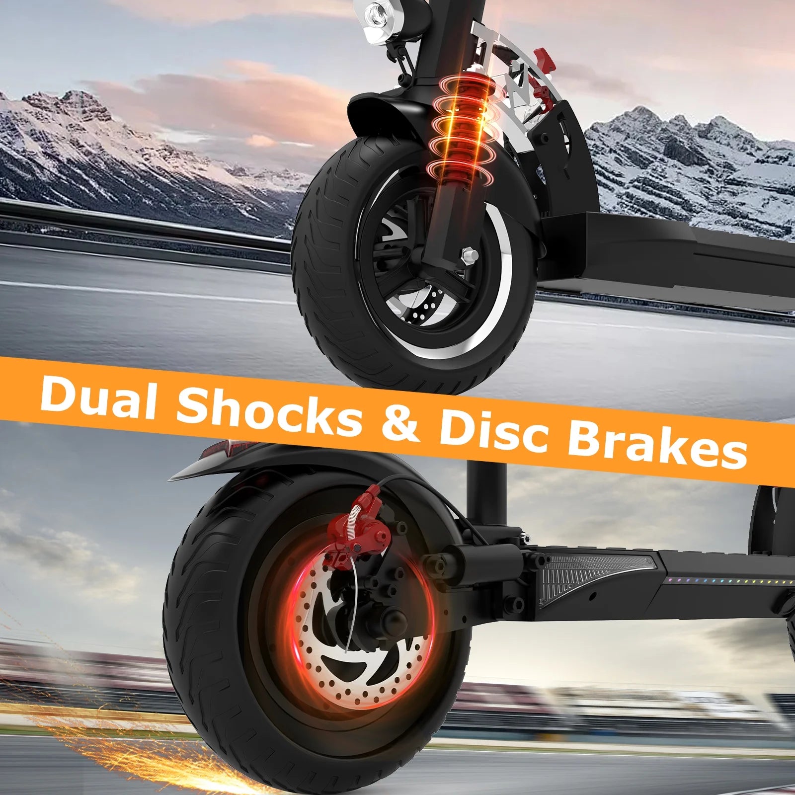 Electric Scooter with 10" Solid Tires, 800W Motor up to 28 MPH and 25 Miles Range, Folding Electric Scooter for Adults , Black