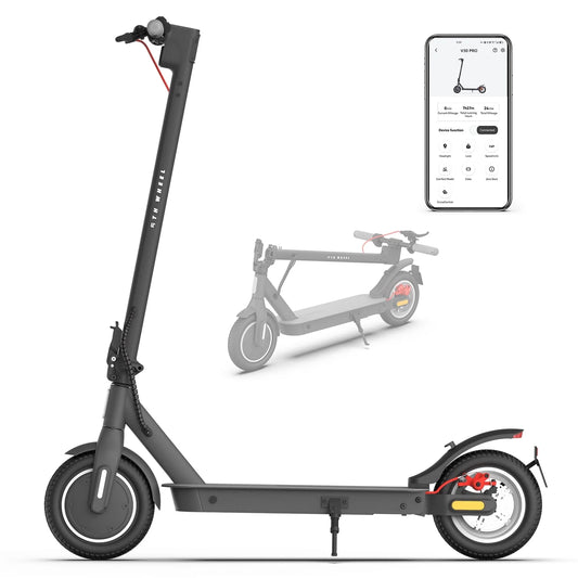 Electric Scooter with Turn Signals, 10" Solid Tires, 19.9 Miles Range & 18 Mph, 350W Motor, Foldable Electric Scooter for Adults