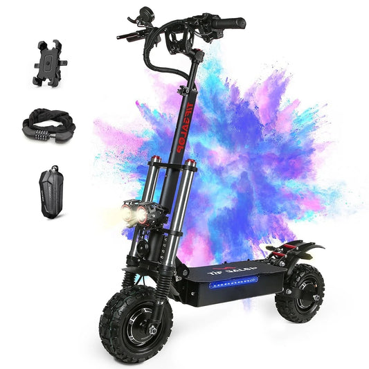 Adult Electric Scooter, Dual Motor 60V27AH Battery, Dual Disc Hydraulic Oil Brake , Dual Shock Absorption, Electric Scooter with Seat, Folding Scooter
