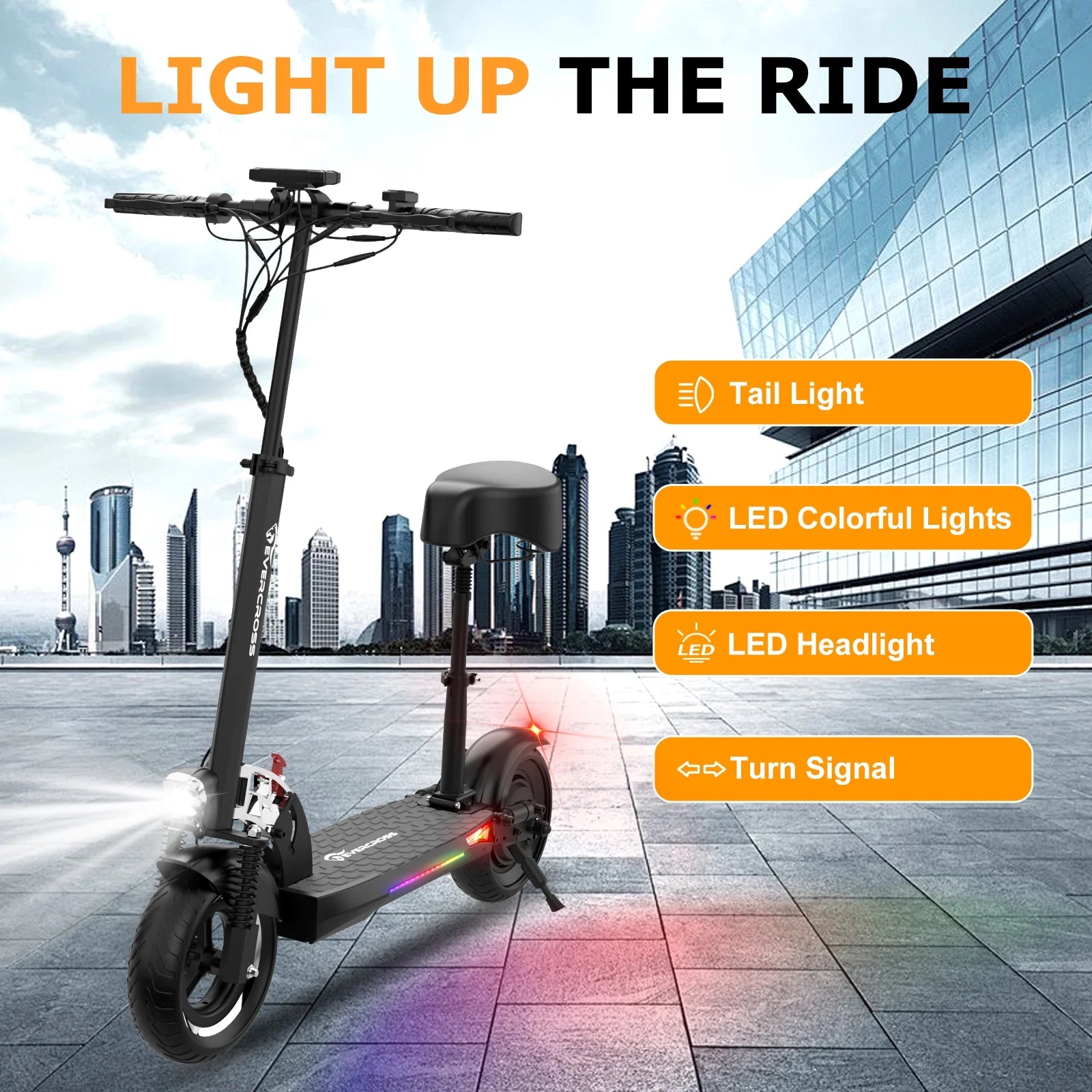 Electric Scooter with 10" Solid Tires, 800W Motor up to 28 MPH and 25 Miles Range, Folding Electric Scooter for Adults , Black