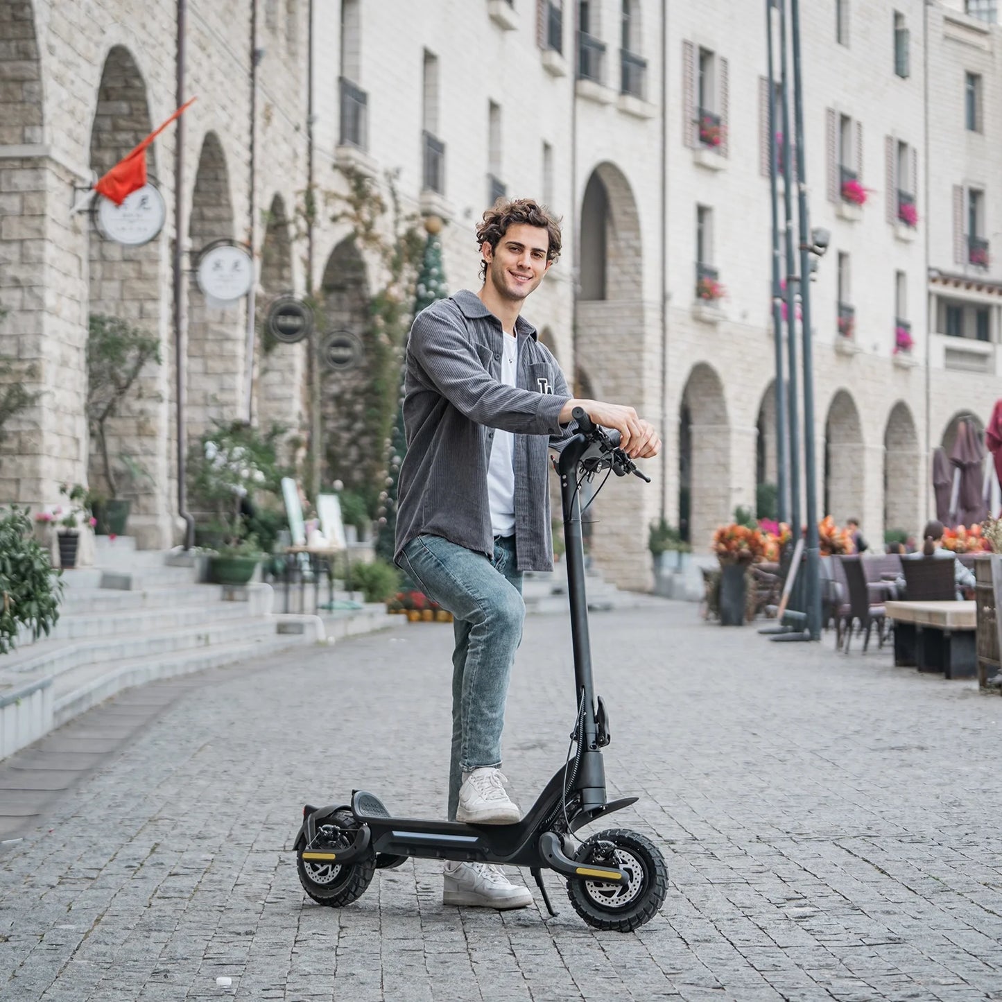 F5 Electric Scooter 48V 1600W 800W Dual Motors Foldable Escooter 18Ah Lithium Battery 32Miles Long Range 25MPH Brushless F/R Suspension Skateboard 10Inch off Road Tyres 150Kgs Load W/ APP